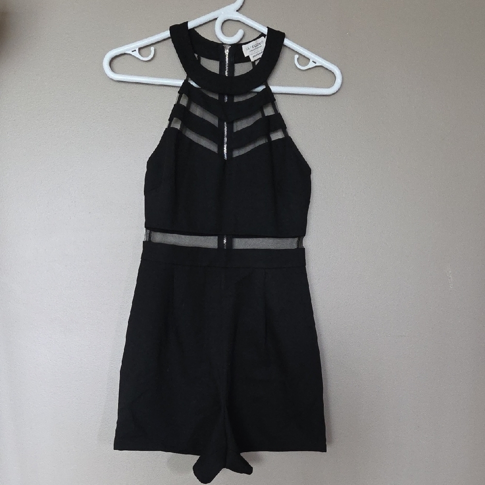 Lili Sidonio Black Shorts Romper With Cut Outs Zipper Back Size S